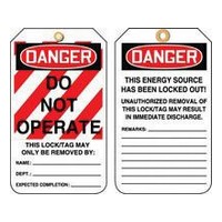 Accuform Signs MLT400PTP Accuform Signs 5 7/8\" X 3 1/8\" RV Plastic Lockout Tag \"Danger Do Not Operate\" (25 Per Package)